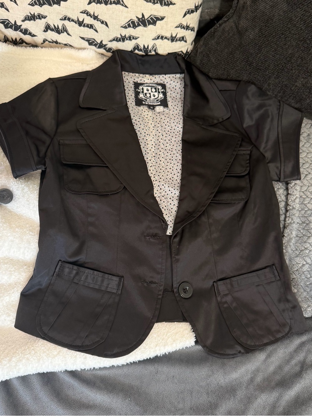 Ashley by 26 International Women's Black Short Sleeve Blazer Jacket